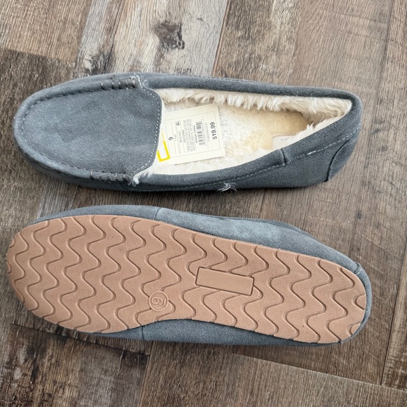 Women's Gemma Moccasin Slippers Gray Suede Leather - Stars Above™ 9 - Picture 8 of 8